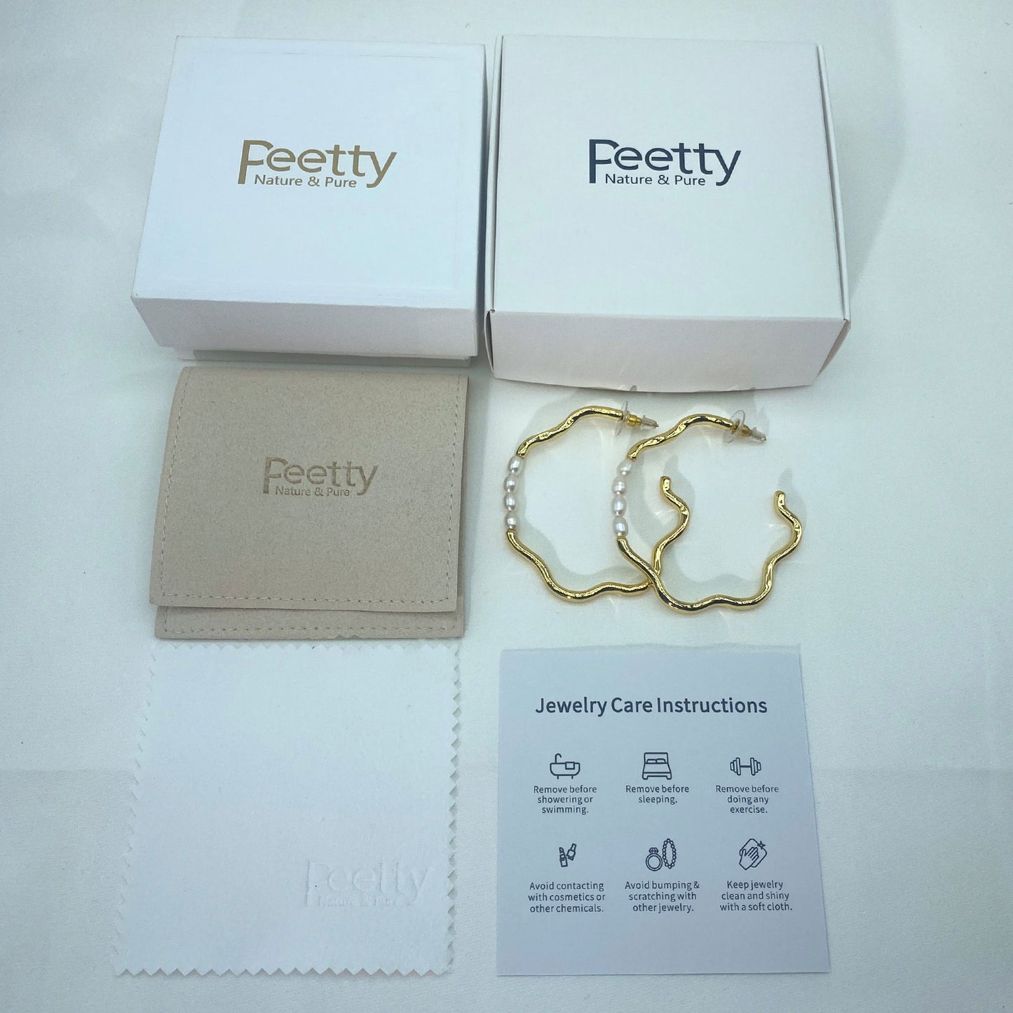 C-Shaped Gold Plated Pearl Earrings