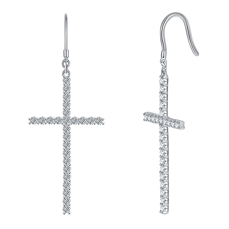 PEETTY moissanite cross dangles earrings