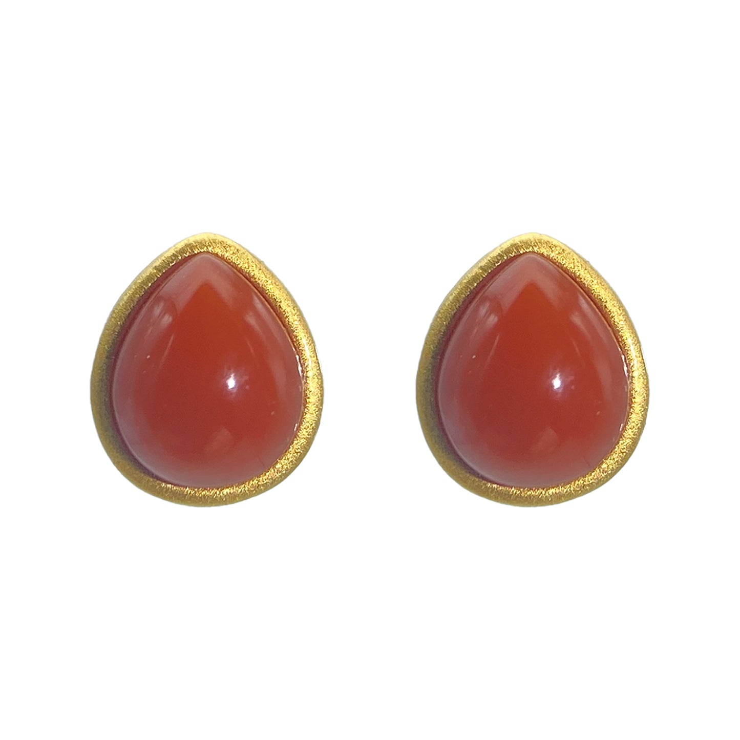 PEETTY natural red agate stud earrings small matte vintage gemstone studs drop