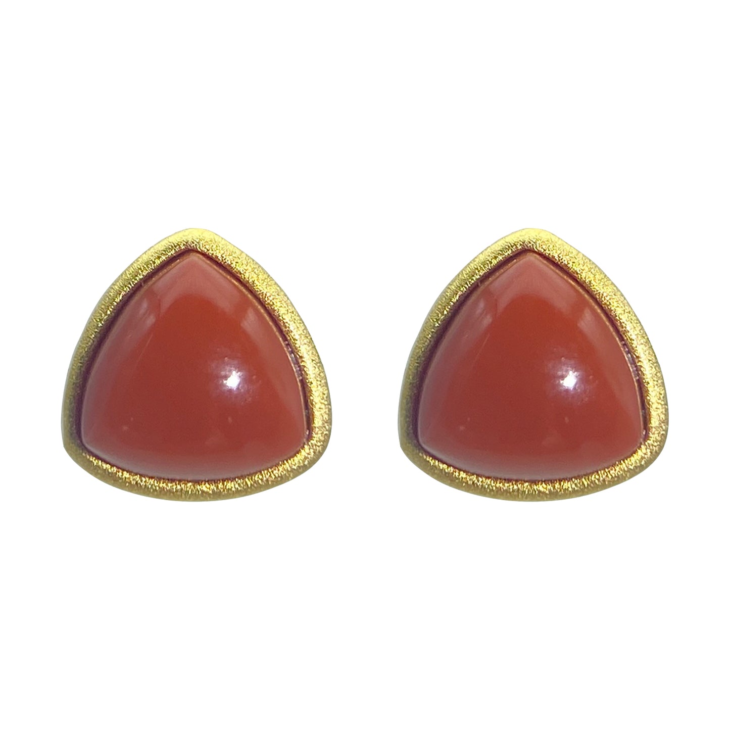 PEETTY natural red agate stud earrings small matte vintage gemstone studs triangle