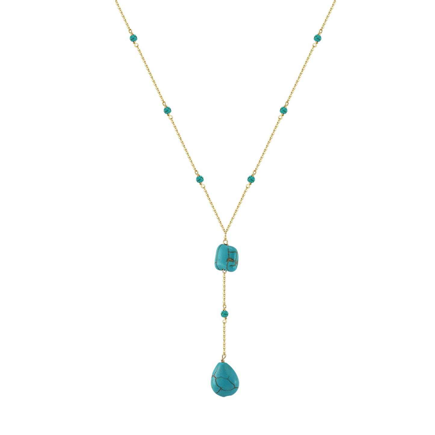 PEETTY natural turquoise y necklace vintage 925 sterling silver drop gemstone necklace yellow gold