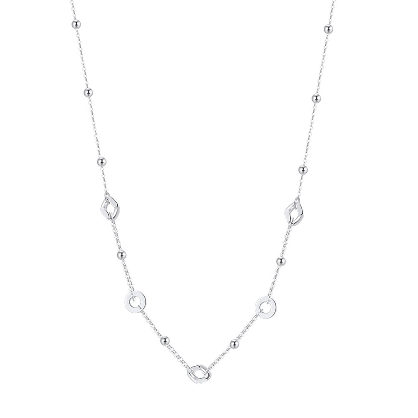 PEETTY sterling silver choker necklace beaded circular adjustable vintage gold plated fashion jewelry for women gift white gold