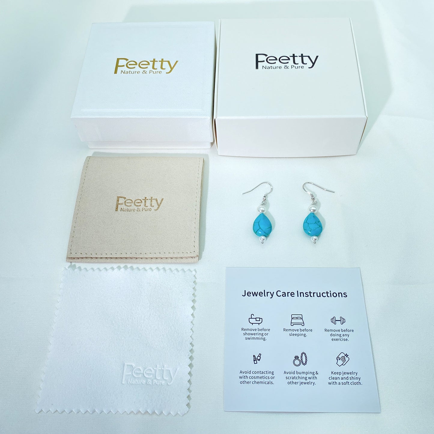 PEETTY teardrop turquoise dangle earrings vintage gemstone 925 sterling silver shell pearl drop for women gift package