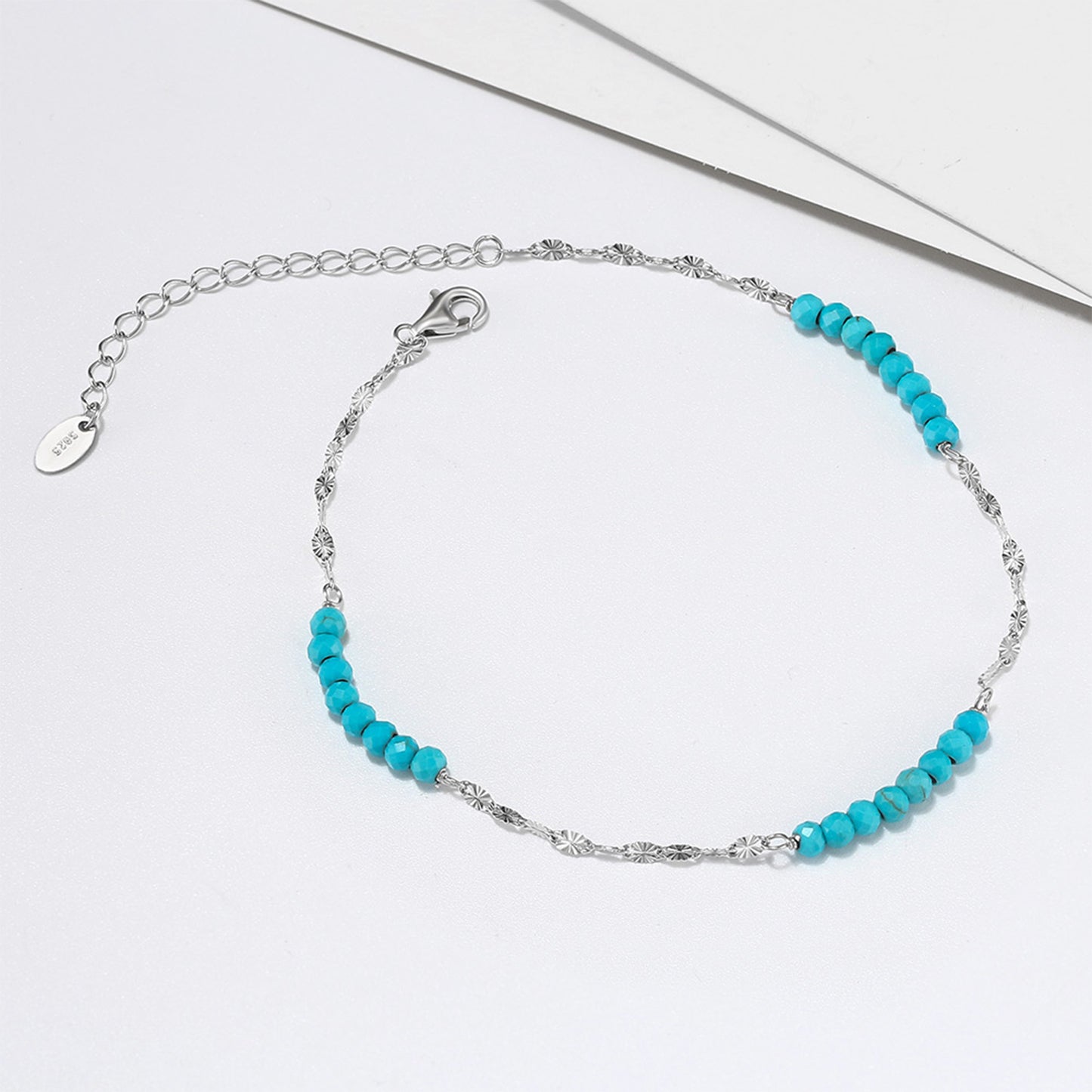 PEETTY turquoise anklet 925 sterling silver gold plated adjustable for women gift white gold 1