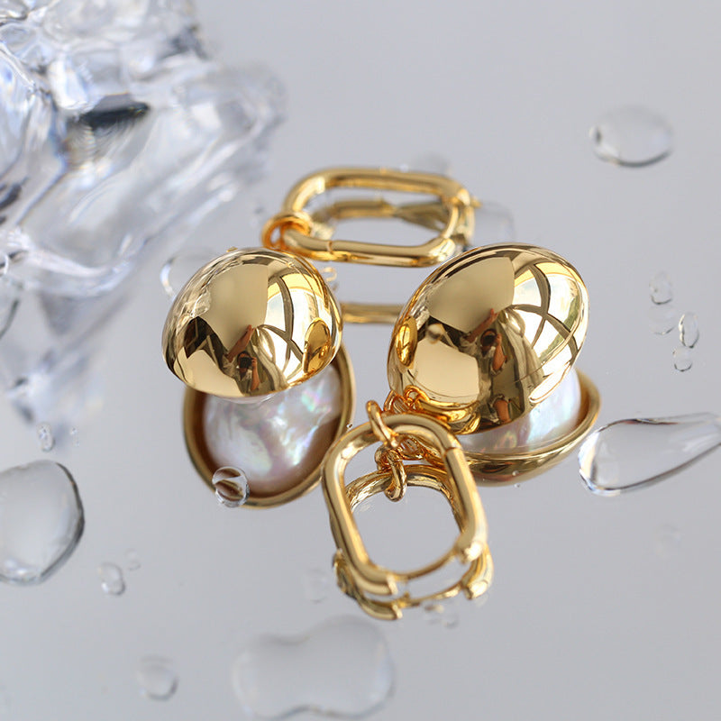 Baroque Pearl Oval Drop Earrings