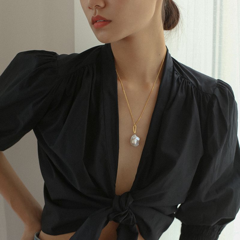 PEETTY baroque pearl pendant long sweater chain 7