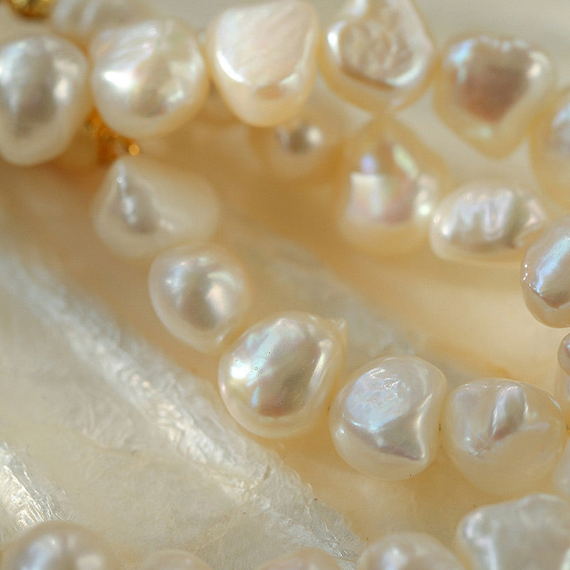 PEETTY Baroque Pearl Snake Chain Splicing Choker Pearl Necklace Detail 3