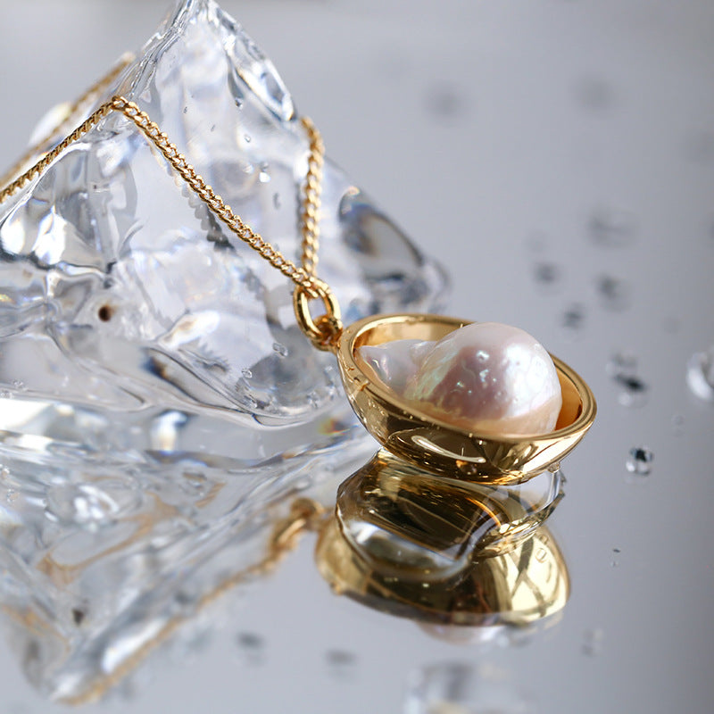 PEETTY oval drop baroque pearl pendant sweater chain 3