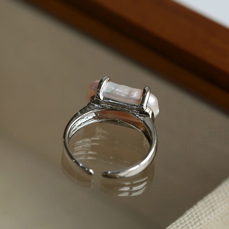 PEETTY square baroque claw setting pearl ring 6