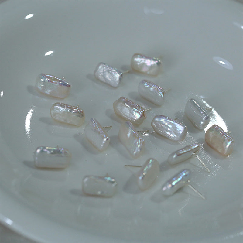 PEETTY square baroque pearl stud earrings 5