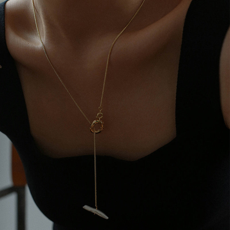 PEETTY stick baroque pearl necklace ot buckle pearl jewelry 2