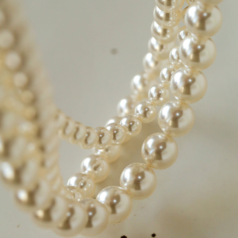 PEETTY 3 strands pearl necklace different sizes white pearl 12