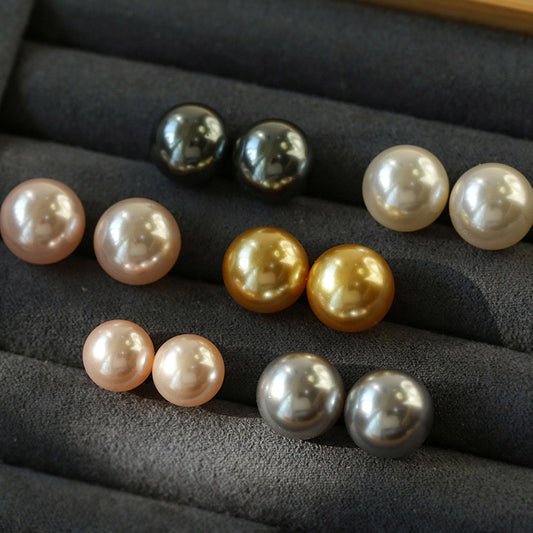 PEETTY artificial round pearl earrings akoya tahitian the south sea pearl 00