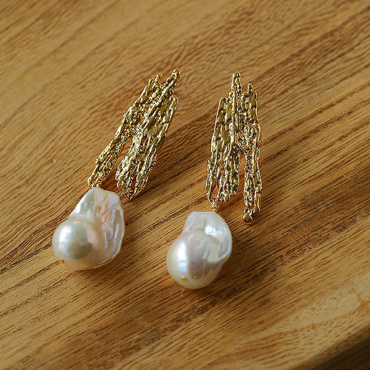 PEETTY baroque pearl earrings lava shape 10