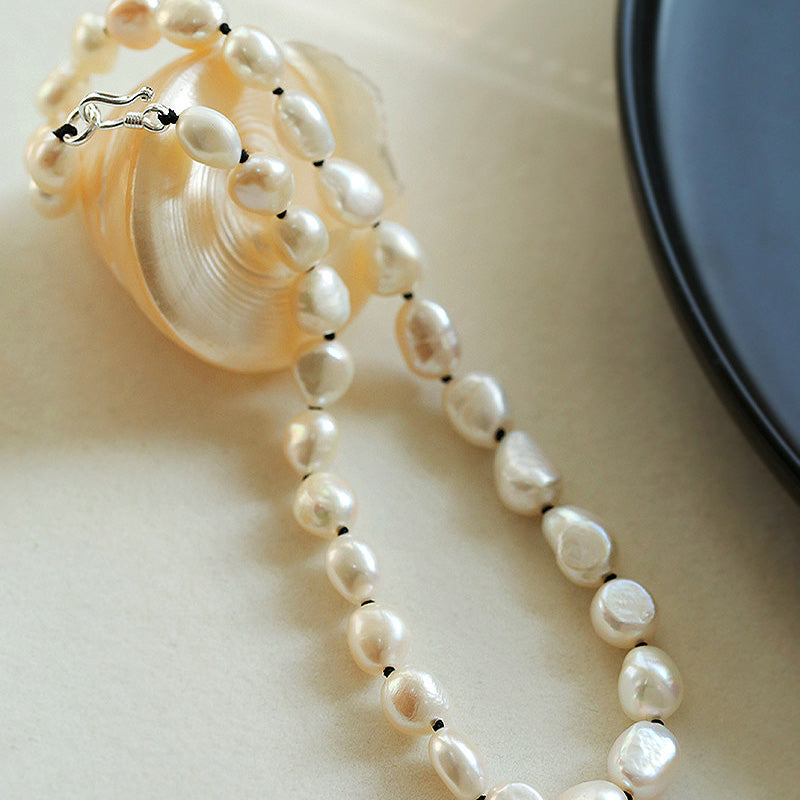 PEETTY baroque pearl necklace simple large small pearl 10