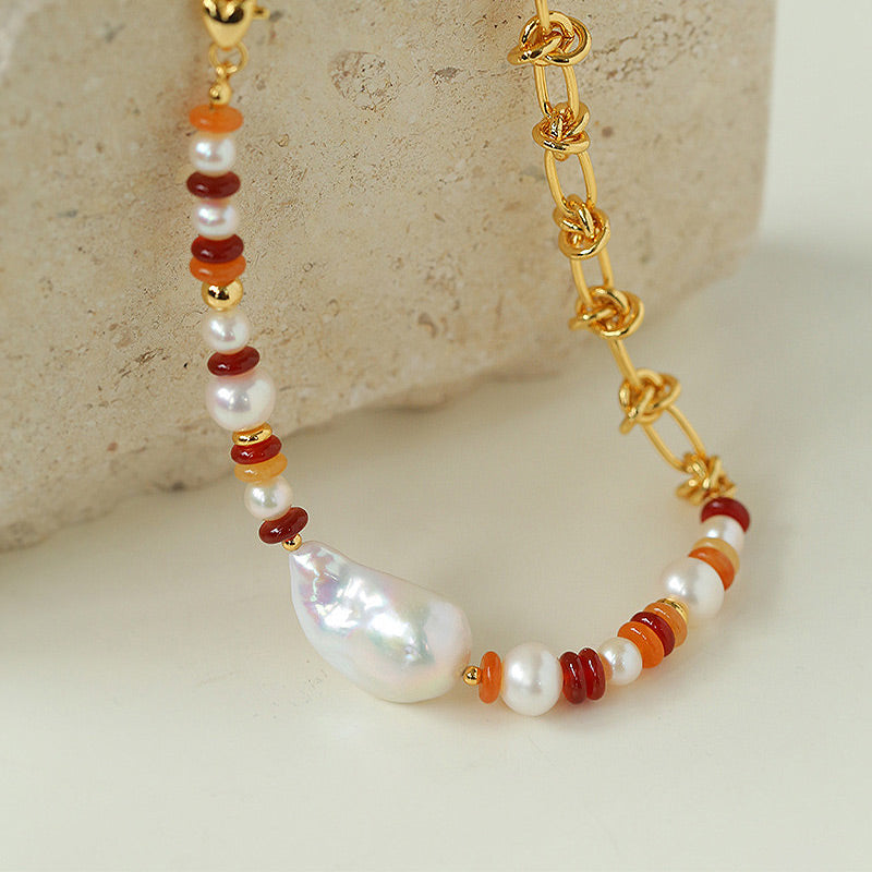 PEETTY baroque pearl twist chain necklace bracelet jewelry set 2