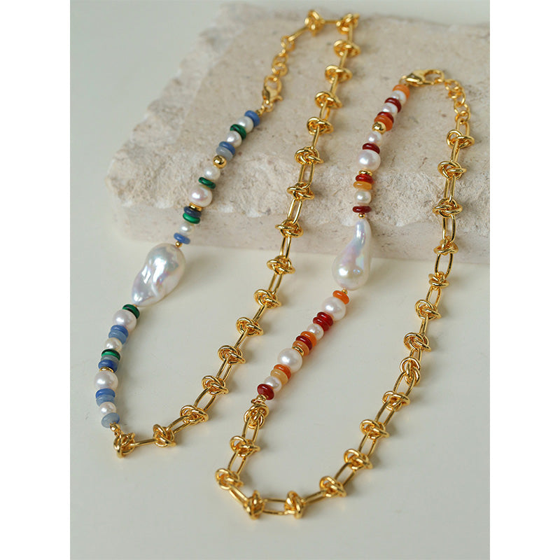 PEETTY baroque pearl twist chain necklace bracelet jewelry set 5