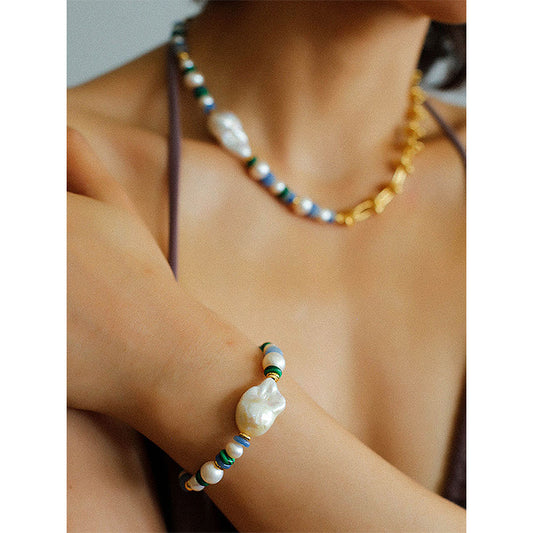 PEETTY baroque pearl twist chain necklace bracelet jewelry set 6