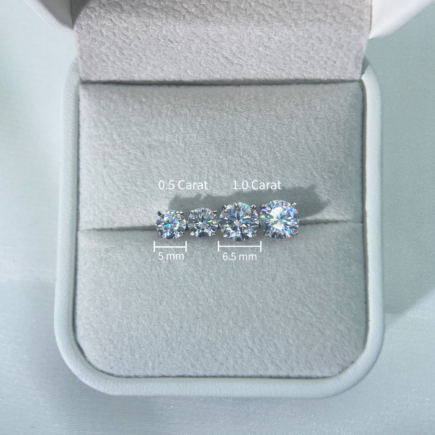 PEETTY classic style moissanite diamond stud earrings 0.5-1ct size