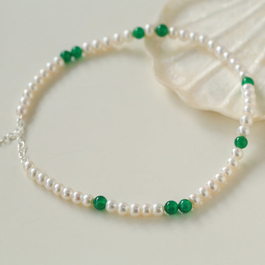 PEETTY green agate pearl choker gemstone necklace 10