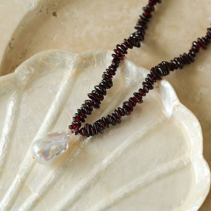 PEETTY irregular garnet baroque pearl necklace 1