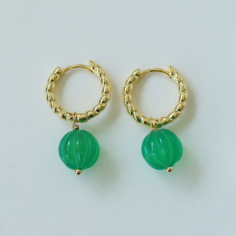 PEETTY lantern agate necklace earrings multicolor dangles green earrings