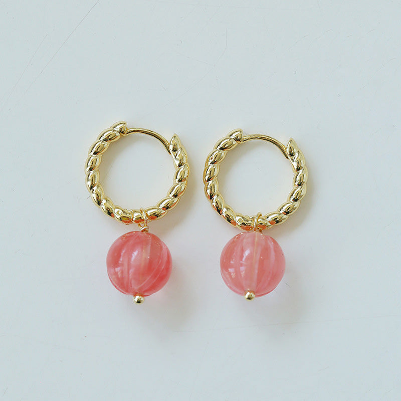 PEETTY lantern agate necklace earrings multicolor dangles pink earrings