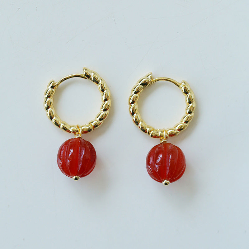 PEETTY lantern agate necklace earrings multicolor dangles red earrings