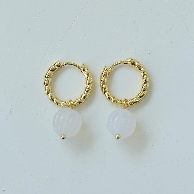 PEETTY lantern agate necklace earrings multicolor dangles white earrings