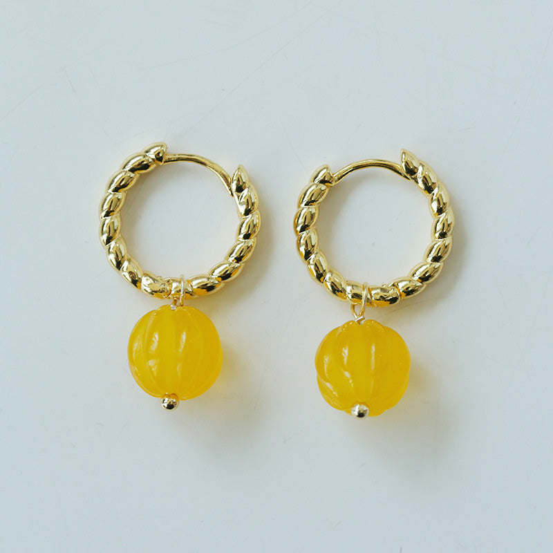 PEETTY lantern agate necklace earrings multicolor dangles yellow earrings