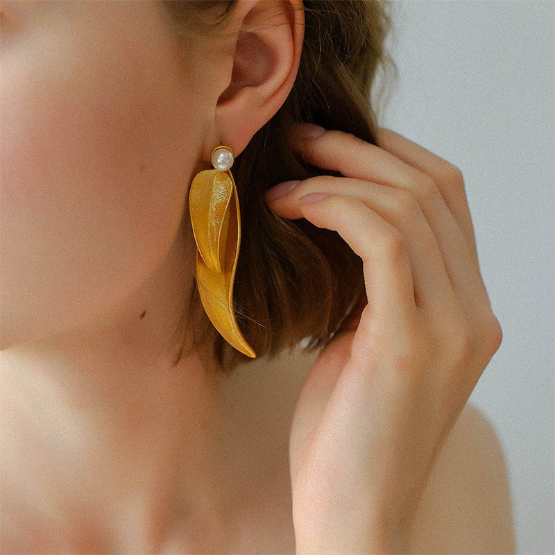 PEETTY leaves vintage pearl earrings made old model