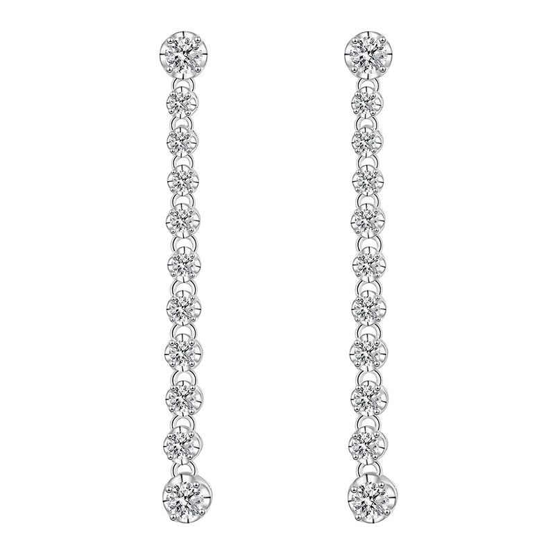 PEETTY long moissanite dangle linear drop earrings