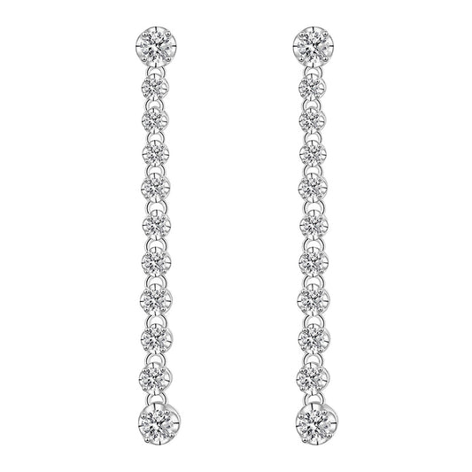 PEETTY long moissanite dangle linear drop earrings