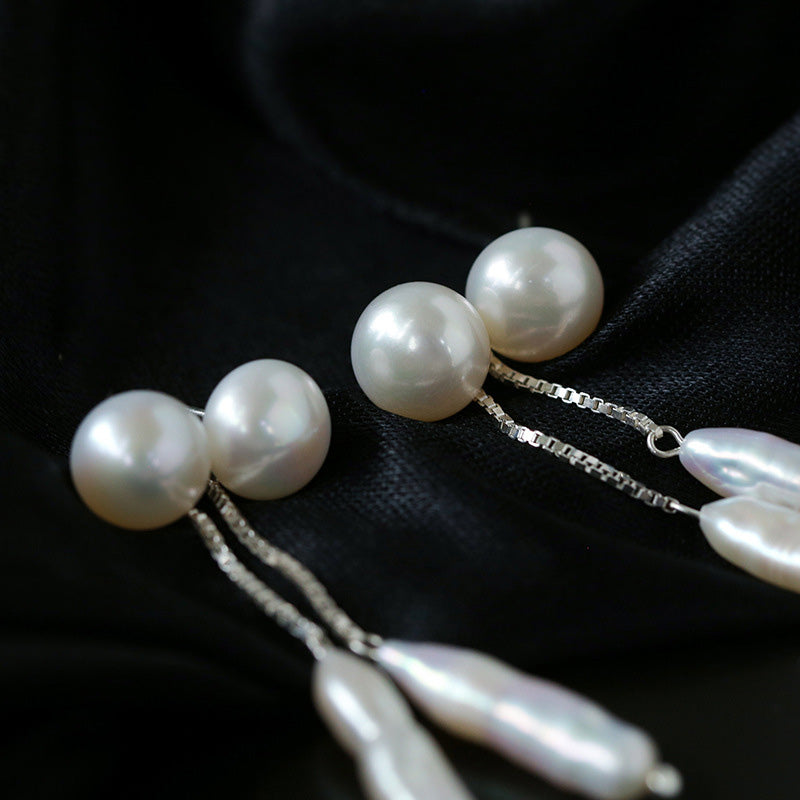 PEETTY long stick pearl earrings 925 silver dangles 01