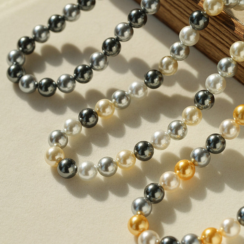 PEETTY multicolor mixed pearl necklace artificial black grey gold pearl  02