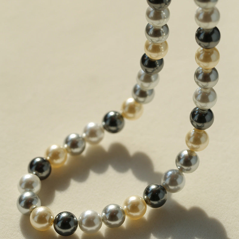 PEETTY multicolor mixed pearl necklace artificial black grey gold pearl 20