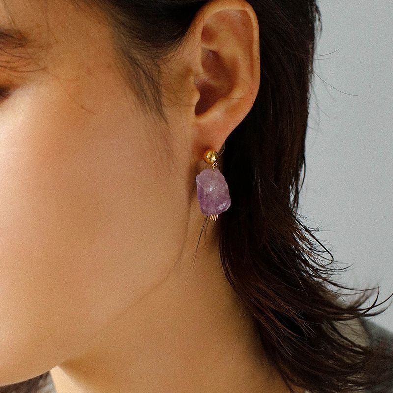 PEETTY multicolor natural spar earrings purple model