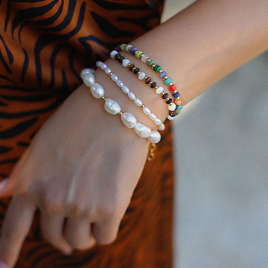 PEETTY multicolor stone pearl bracelet vintage jewelry