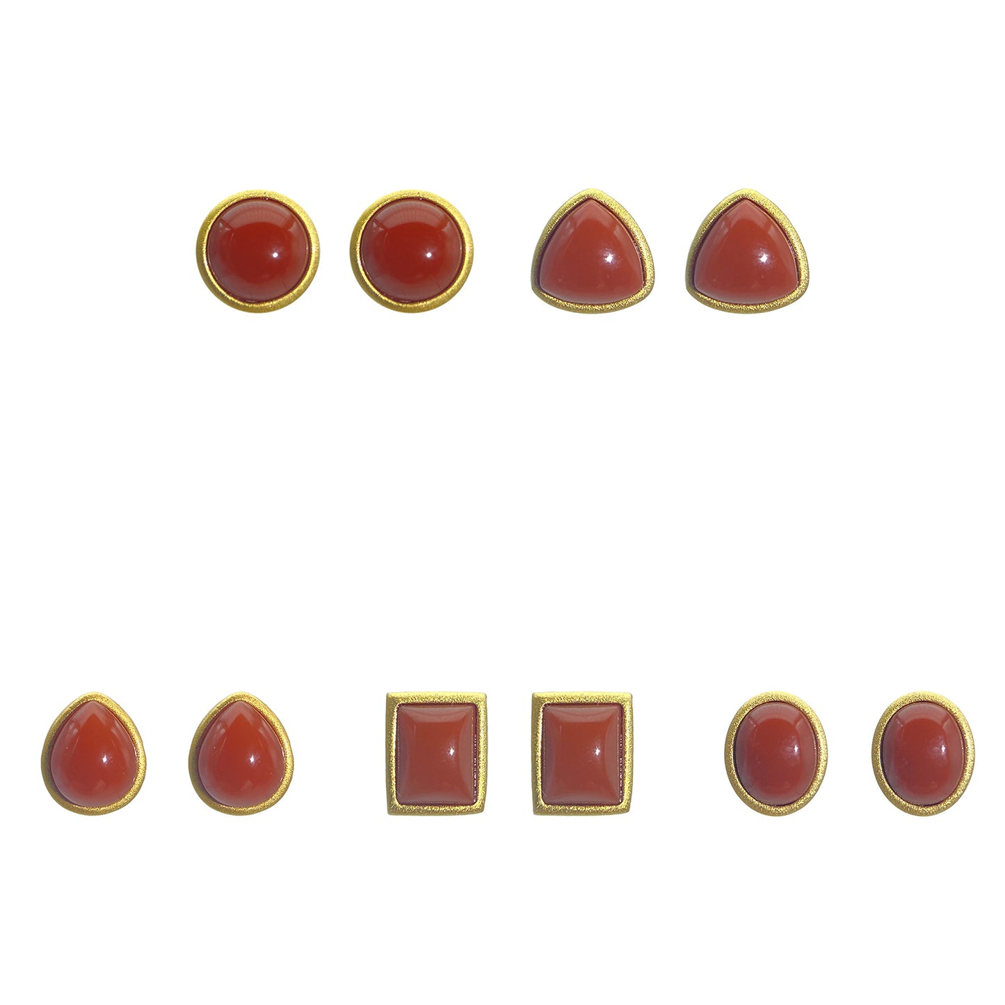 PEETTY natural red agate stud earrings small classic vintage 925 sterling silver studs