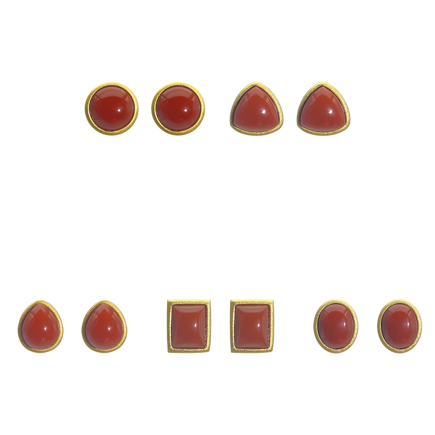 PEETTY natural red agate stud earrings small classic vintage 925 sterling silver studs
