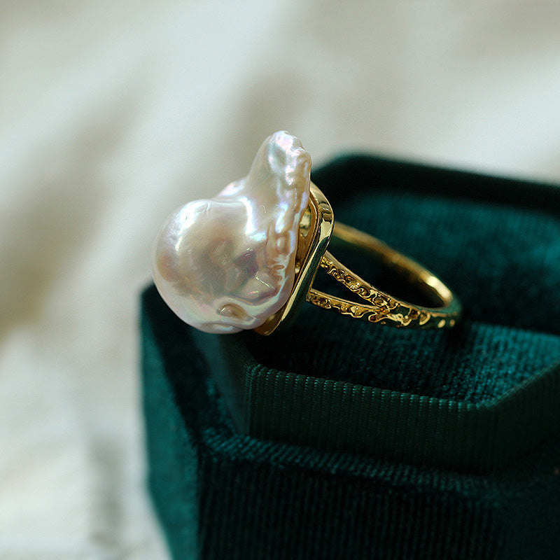 PEETTY petal baroque pearl ring adjustable 10