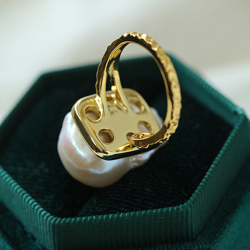 PEETTY petal baroque pearl ring adjustable 12