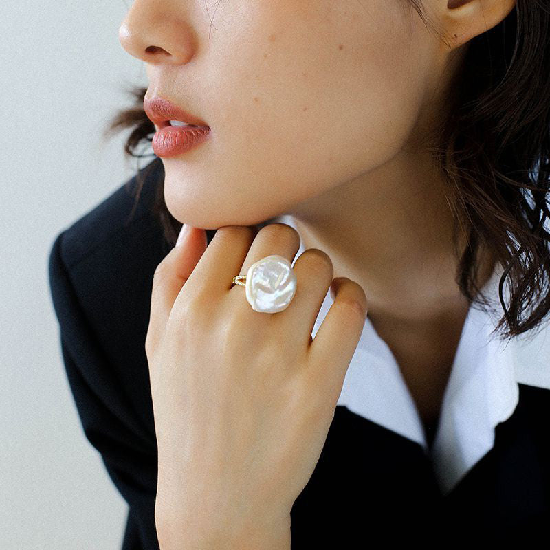 PEETTY petal baroque pearl ring adjustable 20