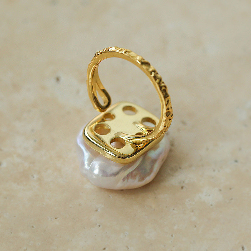 PEETTY petal baroque pearl ring adjustable 22