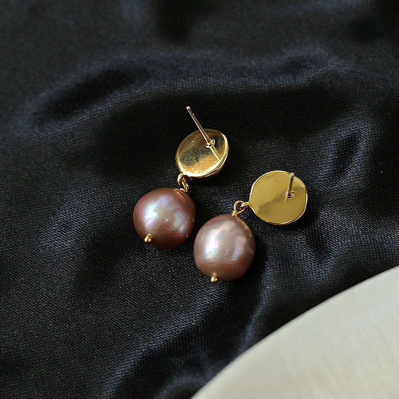 PEETTY purple teardrop baroque pearl earrings detail