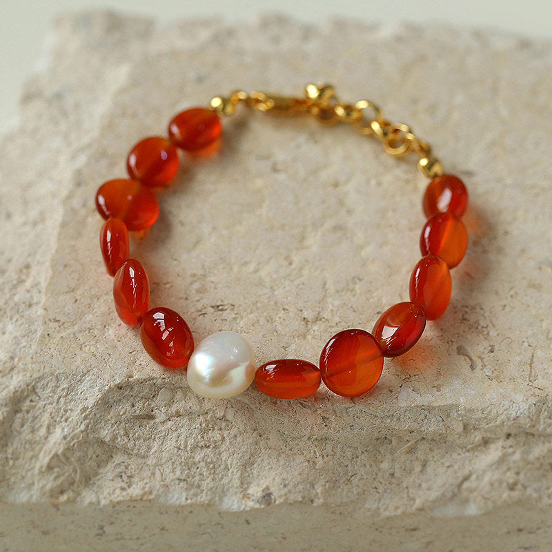 PEETTY red agate vintage pearl bracelet