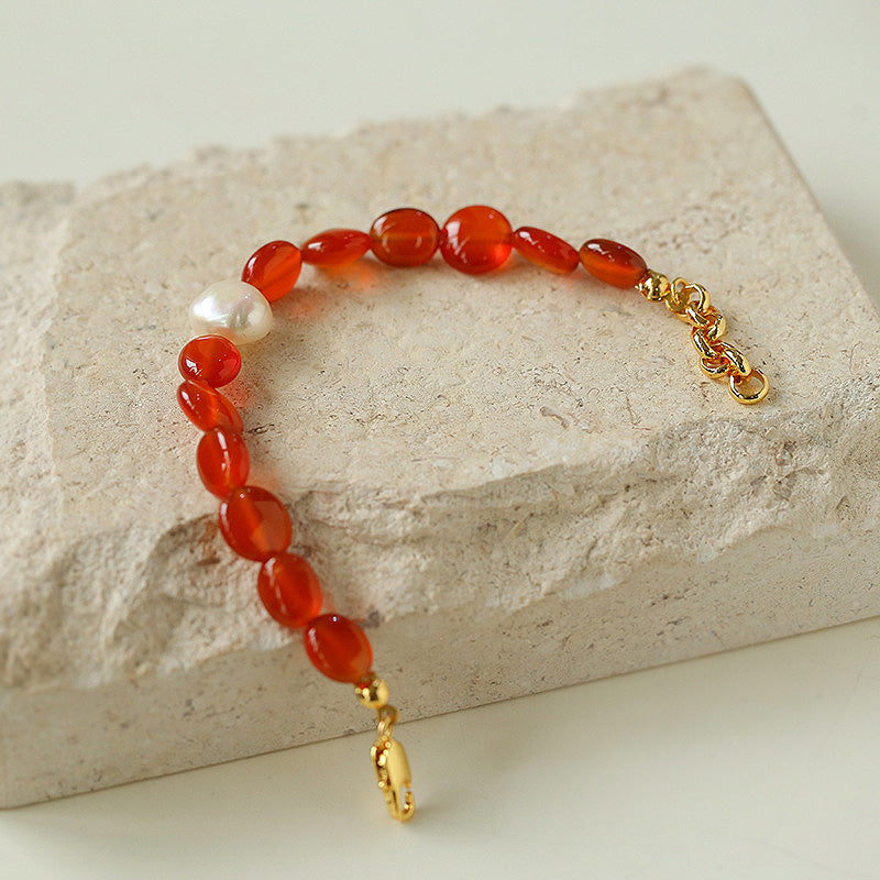 PEETTY red agate baroque pearl choker vintage pearl bracelet 4