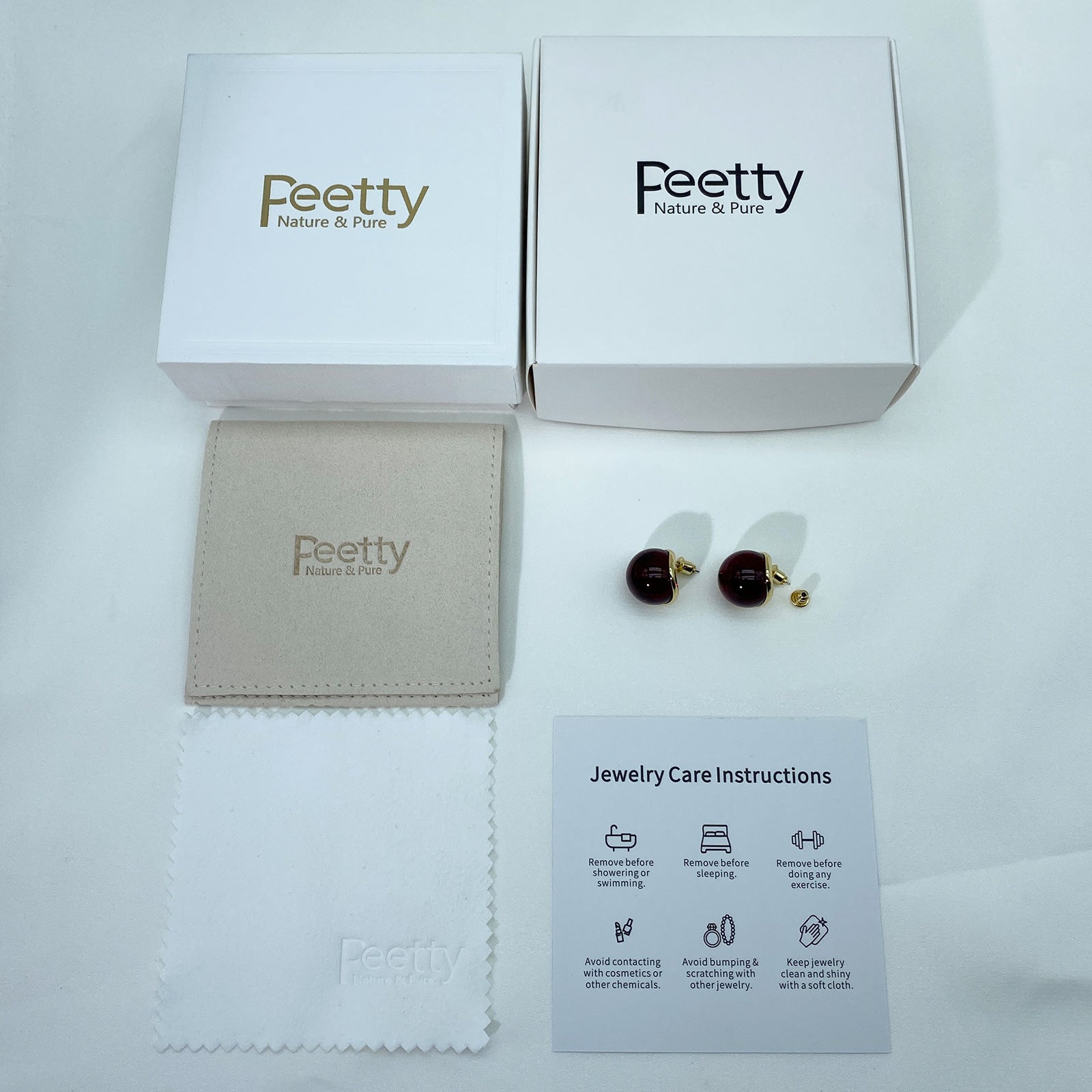 PEETTY red glass stud earrings vintage 925 sterling silver post package