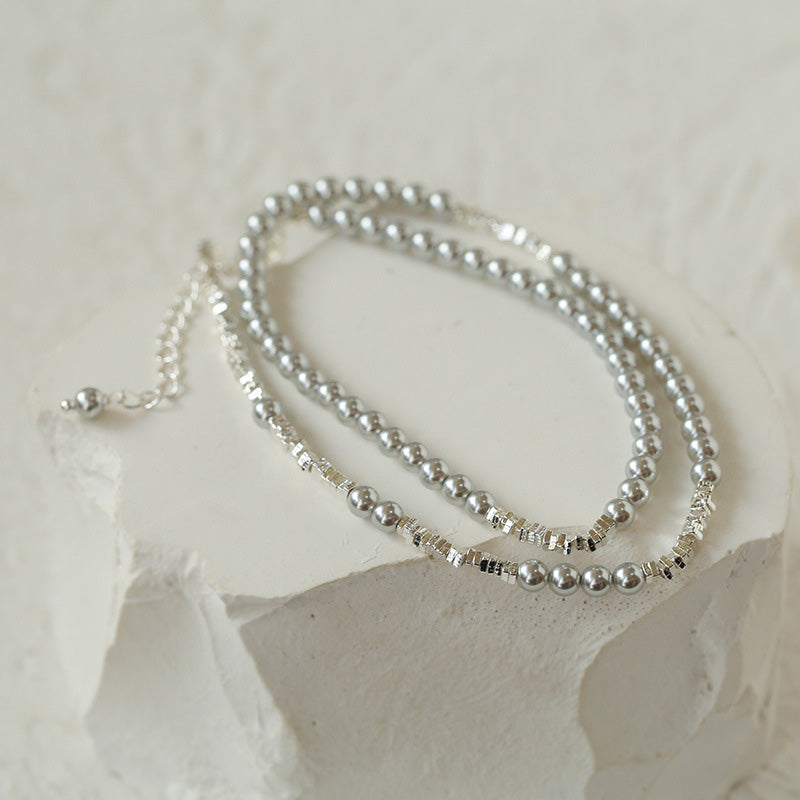 PEETTY simple mini pearl necklace white grey pearl 30