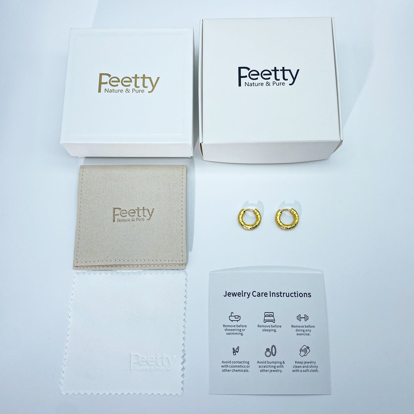 PEETTY small huggie earrings s925 sterling silver uneven surface package yellow gold